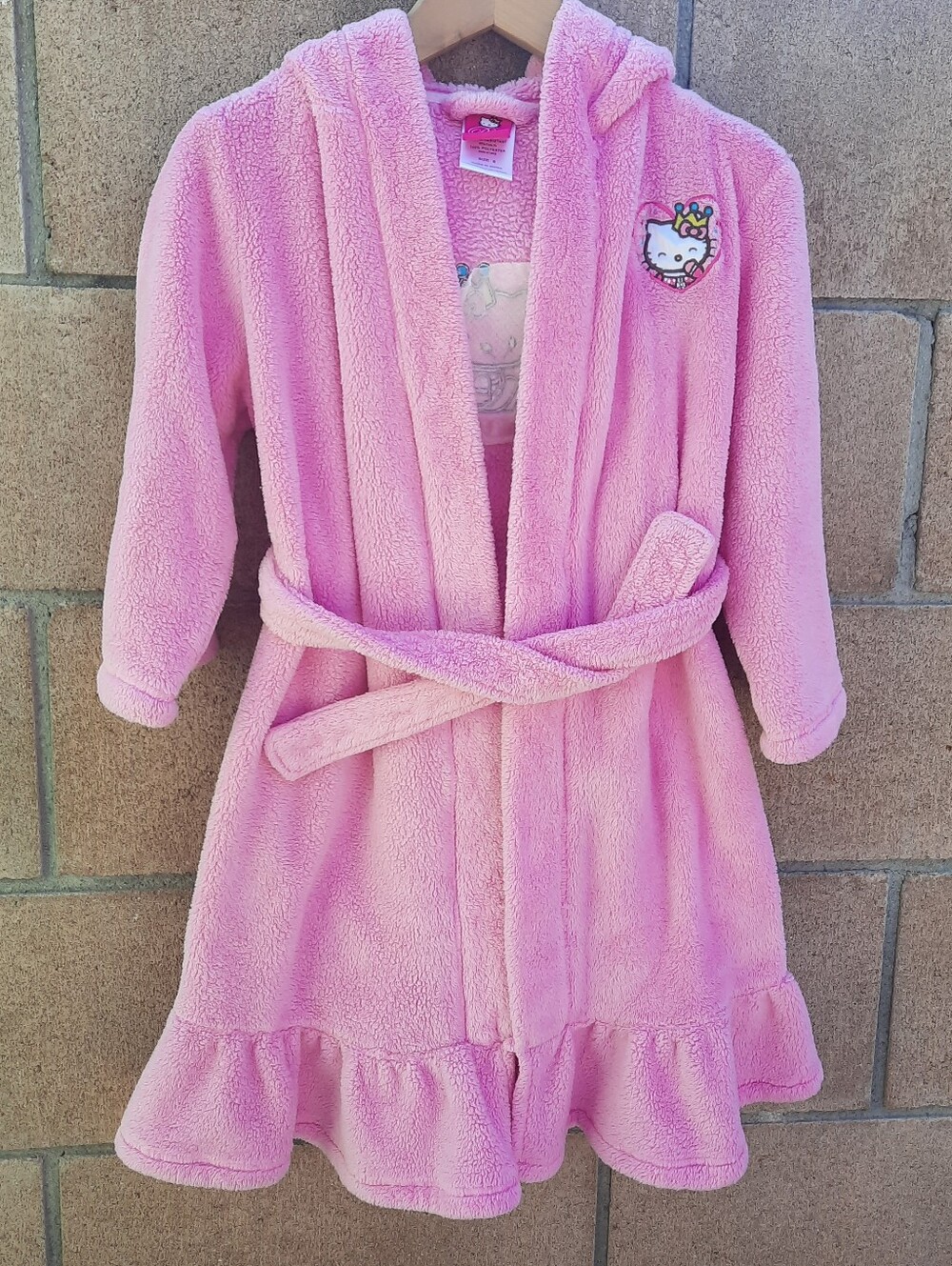Princess Hello Kitty by Sanrio Girl's Hooded Fleece Robe Macy's Rare Size 6 Pink